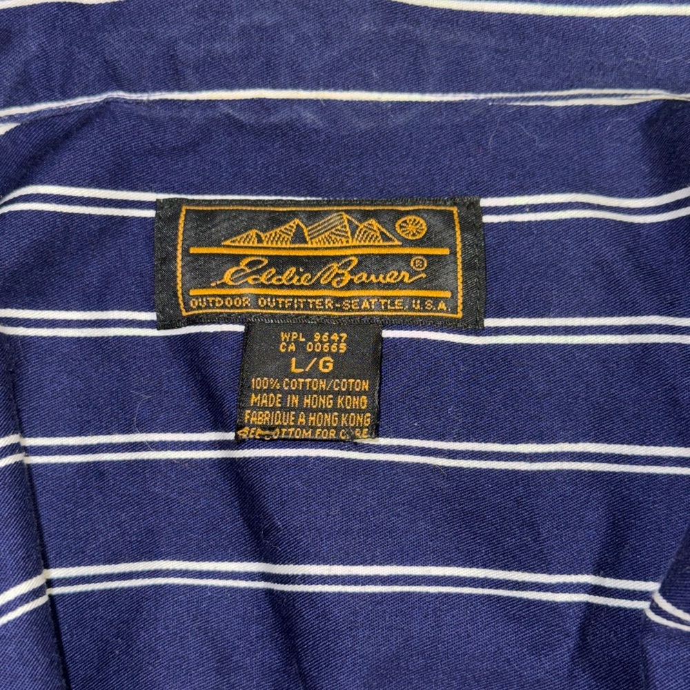 Eddie Bauer Blue and White Wrap Dress with Notched Collar - Picture 5 of 6
